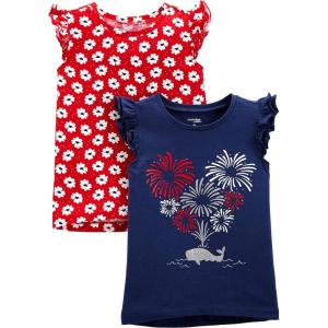 image:imageSimple Joys by Carters Girls ShortSleeve Shirts and Tops Pack of 3FloralFireworks