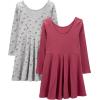 image:imageSimple Joys by Carters Girls 2Pack LongSleeve Dress SetGrey FloralPlum