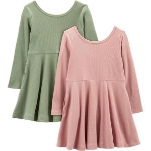 image:imageSimple Joys by Carters Girls 2Pack LongSleeve Dress SetOlivePink