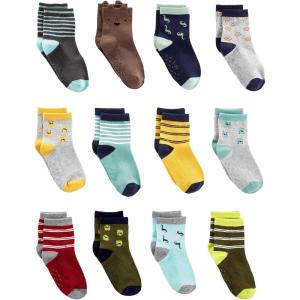 image:imageSimple Joys by Carters babyboys 12pack Neutral Sock LowMulticolorDinosaurMonsterStripe