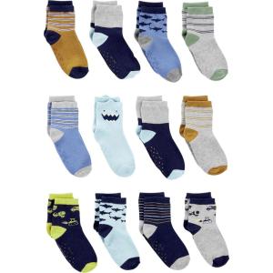 image:imageSimple Joys by Carters babyboys 12pack Neutral Sock LowMulticolorMonsterSharksStripe