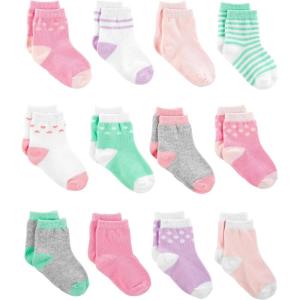 image:imageSimple Joys by Carters babyboys 12pack Neutral Sock LowPinkPurpleMint Green