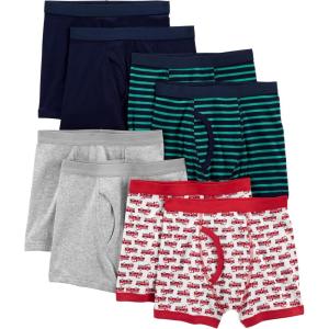 image:imageSimple Joys by Carters boys 8pack UnderwearGreen StripeGrey HeatherNavyRed Firetruck
