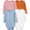 image:imageSimple Joys by Carters babygirls 4pack Longsleeve Textured BodysuitsBluePink FloralRustWhite