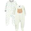 image:imageSimple Joys by Carters unisexbaby Neutral 2pack Cotton Footed Sleep and PlayWhite BearTurtle