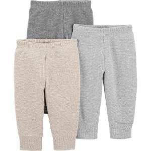 image:imageSimple Joys by Carters UnisexBaby 3Pack Thermal PantsBeigeDark GreyGrey