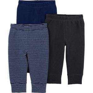 image:imageSimple Joys by Carters UnisexBaby 3Pack Thermal PantsBlackDark Blue StripeNavy