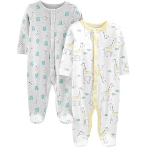 image:imageSimple Joys by Carters unisexbaby Neutral 2pack Cotton Footed Sleep and PlayGrey OwlWhite Giraffe