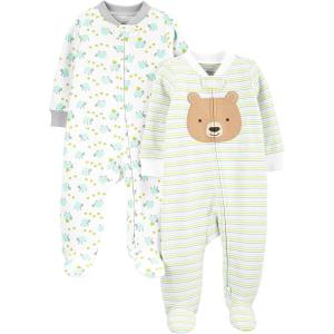 image:imageSimple Joys by Carters unisexbaby Neutral 2pack Cotton Footed Sleep and PlayWhite BearTurtle