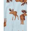 image:imageSimple Joys by Carters unisexchild Holiday Loosefit Flame Resistant Fleece Footed PajamasBurgundy StripeLight Blue Moose