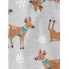 image:imageSimple Joys by Carters unisexchild Holiday Loosefit Flame Resistant Fleece Footed PajamasGreen SantaGrey Heather Reindeer