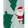 image:imageSimple Joys by Carters unisexchild Holiday Loosefit Flame Resistant Fleece Footed PajamasLight Grey SantaMint Green Christmas Print