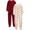 image:imageSimple Joys by Carters unisexchild Holiday Loosefit Flame Resistant Fleece Footed PajamasBearBuffalo Check