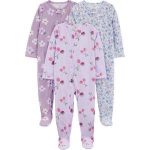 image:imageSimple Joys by Carters girls LooseFit Flame Resistant Fleece Footed PajamasFloral Cherry