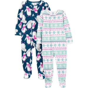 image:imageSimple Joys by Carters unisexchild Holiday Loosefit Flame Resistant Fleece Footed PajamasFair IslePenguin