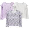 image:imageSimple Joys by Carters Baby Girls 3Pack Graphic LongSleeve TeesPurple Floral
