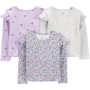 image:imageSimple Joys by Carters Baby Girls 3Pack Graphic LongSleeve TeesPurple Floral