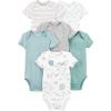 image:imageSimple Joys by Carters BabyBoys 6Pack ShortSleeve BodysuitAnimalRainbowStripeText Print