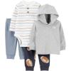 image:imageSimple Joys by Carters babyboys 4piece Bodysuit Top and Pant SetGray Hoodie Football
