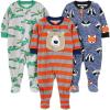 image:imageSimple Joys by Carters babyboys LooseFit Flame Resistant Fleece Footed PajamasBlue FoxGrey CrocodileOrange Bear