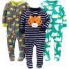 image:imageSimple Joys by Carters babyboys LooseFit Flame Resistant Fleece Footed PajamasCharcoal SuperheroGreen Polar BearNavy Tiger
