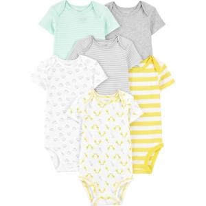 image:imageSimple Joys by Carters BabyBoys 6Pack ShortSleeve BodysuitGreyYellow