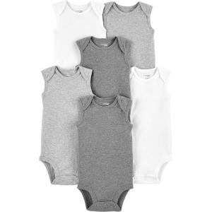 image:imageSimple Joys by Carters BabyBoys 6Pack ShortSleeve BodysuitWhiteLight Grey HeatherMedium Grey Heather