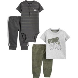 image:imageSimple Joys by Carters babyboys 4piece Bodysuit Top and Pant SetDinosaur