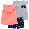 image:imageSimple Joys by Carters Baby Girls 3piece Playwear SetNavy StripeCherryPeach