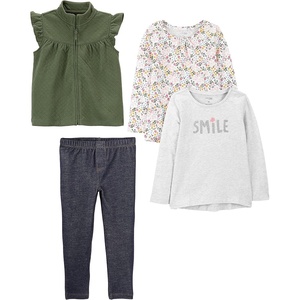 image:imageSimple Joys by Carters Girls 4 piece Playwear SetGrey SmileIndigo WashOliveWhite Floral