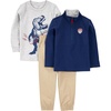 image:imageSimple Joys by Carters Baby Boys 3piece Playwear SetBeigeGrey DinosaurNavy