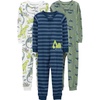 image:imageSimple Joys by Carters Babys 3 pack Snug Fit Footless Cotton PajamasBlue StripeGreen TrucksWhite Dinosaur