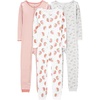Grey Floral/Pink Stripe/White Strawberry