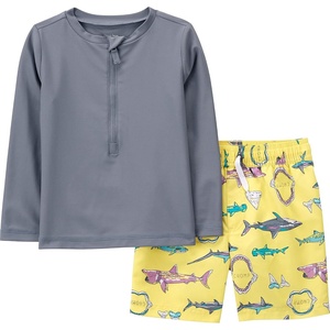 image:imageSimple Joys by Carters Baby Boys Swimsuit Trunk and Rashguard SetDark GreyYellow Shark