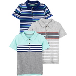 image:imageSimple Joys by Carters Boys 3Pack Short Sleeve PoloBlue Placed StripeGreyNavy Stripe