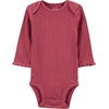 image:imageSimple Joys by Carters Baby Girls 4pack Longsleeve Textured BodysuitsDusty PinkGreyLight BurgundyWhite Floral
