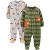 image:imageSimple Joys by Carters Baby Boys 2pack Fleece Footed Sleep and PlayBaby and Toddler SleepersGrey Forest AnimalsOlive Tiger