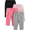 image:imageSimple Joys by Carters Baby Girls 4Pack Fleece PantsCasual PantsPinkBlackGrey Heather