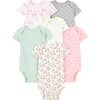 image:imageSimple Joys by Carters Baby Girls 6 Pack Short Sleeve BodysuitMulticolorDinosaurFloralForest AnimalsFruitHearts