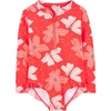 image:imageSimple Joys by Carters Baby Girls Long Sleeve Zipper One Piece SwimsuitPink Floral