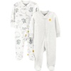 image:imageSimple Joys by Carters Unisex Baby 2way Zip Thermal Footed Sleep and Play Pack of 2AnimalSun