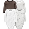 image:imageSimple Joys by Carters Unisex Baby 4pack Side Snap BodysuitBrownGrey Forest AnimalsWhiteBear Print