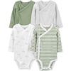 image:imageSimple Joys by Carters Unisex Baby 4pack Side Snap BodysuitJade Green StripeLight GreyOliveWhite Clouds
