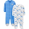 image:imageSimple Joys by Carters babyboys 2way Zip Thermal Footed Sleep and Play Pack of 2Blue StripeWhite Sharks