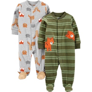 image:imageSimple Joys by Carters Baby Boys 2pack Fleece Footed Sleep and PlayBaby and Toddler SleepersGrey Forest AnimalsOlive Tiger