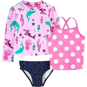 image:imageSimple Joys by Carters Baby Girls 3Piece Assorted Rashguard SetsNavy DotsPink Polka DotSea Life