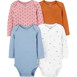 image:imageSimple Joys by Carters Baby Girls 4pack Longsleeve Textured BodysuitsBluePink FloralRustWhite