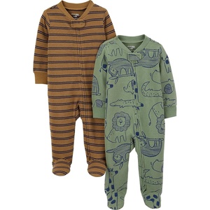 image:imageSimple Joys by Carters Unisex Baby 2way Zip Thermal Footed Sleep and Play Pack of 2Brown Double StripeOlive Forest Animals