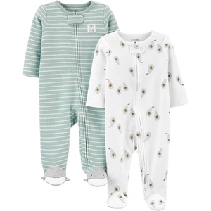 image:imageSimple Joys by Carters Unisex Baby 2way Zip Thermal Footed Sleep and Play Pack of 2Mint Green StripeWhite Avocados
