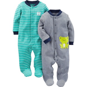 image:imageSimple Joys by Carters babyboys 2way Zip Thermal Footed Sleep and Play Pack of 2Navy StripeTurquoise Blue Stripe